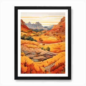 Autumn National Park Painting Zion National Park Utah Usa 1 Art Print