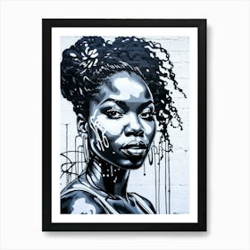 Graffiti Mural Of Beautiful Black Woman 27 Art Print