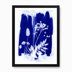 Blue Dried Flowers Art Print