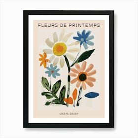 Spring Floral French Poster  Oxeye Daisy 3 Art Print