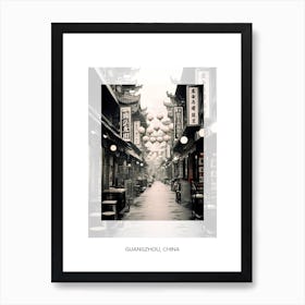 Poster Of Guangzhou, China, Black And White Old Photo 3 Art Print