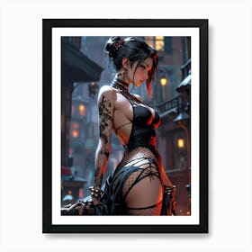 Sexy Girl In Black Art Print