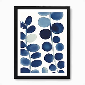Navy Blue Foliages Art Print