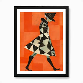 Lady In Black And White 1 Art Print