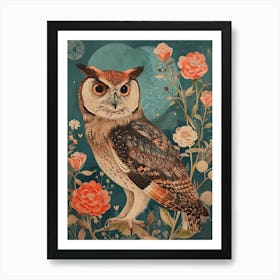 Burmese Fish Owl Japanese Painting 7 Art Print