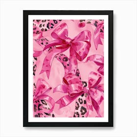 Pink Animal Print Bow Pattern Art Print