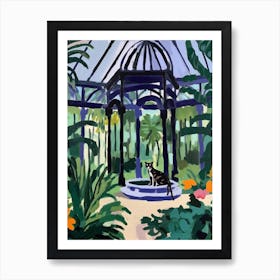 Painting Of A Cat In Royal Botanic Garden, Melbourne In The Style Of Matisse 01 Art Print