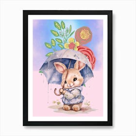 Bunny With Umbrella Art Print