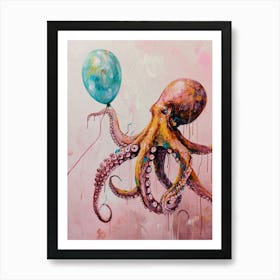 Cute Octopus With Balloon Art Print