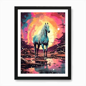 Blue Horse Painting Art Print