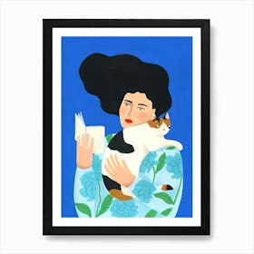 Woman Holding A Cat 2 Art Print