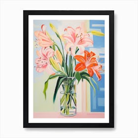 A Vase With Amaryllis, Flower Bouquet 2 Art Print