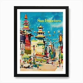 San Francisco Cityscape Vintage Travel Poster Art Print