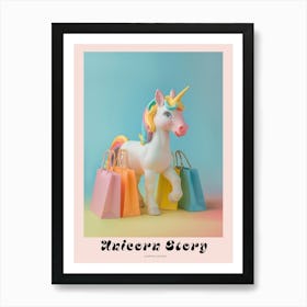 Toy Unicorn With Shopping Bags Poster Art Print