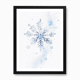 Delicate, Snowflakes, Minimalist Watercolour 2 Art Print