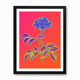 Neon Elderflower Tree Botanical in Hot Pink and Electric Blue n.0317 Art Print