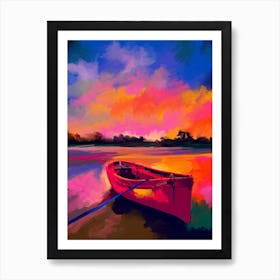 Boat Colorful Knife Painting Art Print