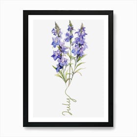 July Birth Flower Birth Month Botanical 1 Art Print