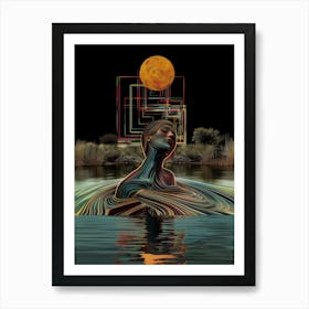 River, woman, mystical, "Out Of The Water" Art Print