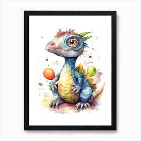 Citipati Cute Dinosaur Watercolour 4 Art Print