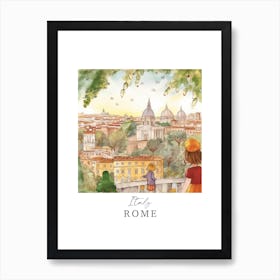 Italy, Rome Storybook 4 Travel Poster Watercolour Art Print