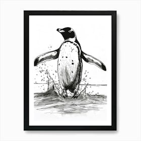 Emperor Penguin Jumping Out Of Water 3 Art Print