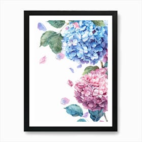 Watercolor Hydrangea Flowers Art Print