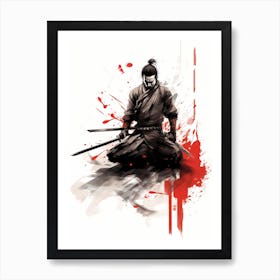 Japanese Samurai Warrior Sumi-e 1 Art Print