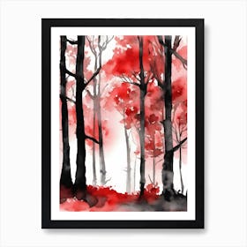 Red Trees In The Forest Art Print