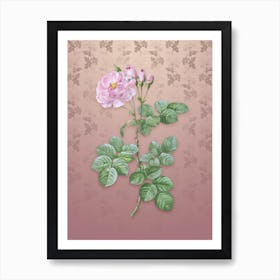 Vintage Damask Rose Botanical on Dusty Pink Pattern n.0127 Art Print