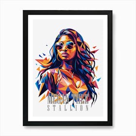 Megan Thee Stallion 02 Portrait Music Icon Style WPAP Pop Art Art Print