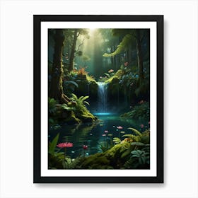 Waterfall In The Forest 9 Art Print