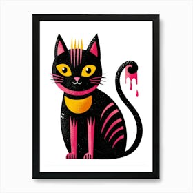 Black Cat With Crown Art Print