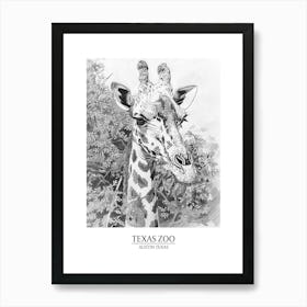 Zoo Austin Texas Black And White Drawing 4 Poster Art Print