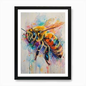 Honey Bee Colourful Watercolour 2 Art Print