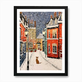 Cat In The Streets Of Matisse Style London With Snow 6 Art Print