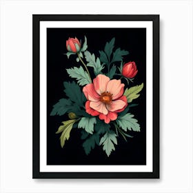 Flowers On A Black Background 2 Art Print