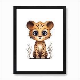 Watercolour Jungle Animal Baby Leopard 2 Art Print