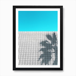 Parker Breeze Block Wall With Palm Tree Shadow In Palm Springs Art Print