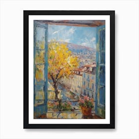 Window View Of Paris In The Style Of Impressionism 4 Art Print