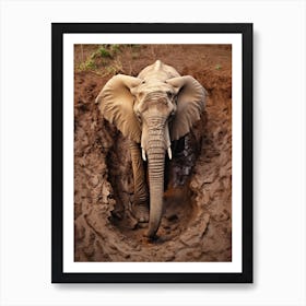 African Elephant Muddy Foot Prints Realism 3 Art Print