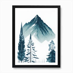 Mountain And Forest In Minimalist Watercolor Vertical Composition 181 Art Print