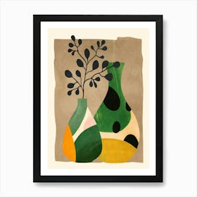 Modern Abstract Vases with Plant 2 Art Print
