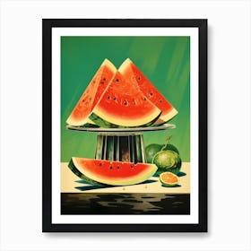 Watermelon Slices Vintage Cookbook Style Art Print