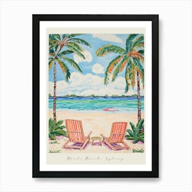 Poster Of Cable Beach, Sydney, Australia, Matisse And Rousseau Style 2 Art Print