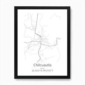 Chilcuautla,Mexico Minimalist Map Art Print