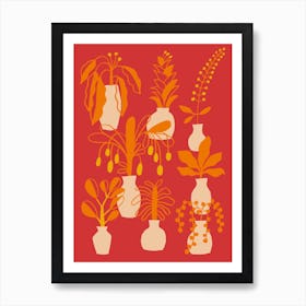 Indoor Garden Red Art Print