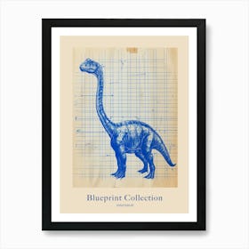 Dinosaur Blue Print Sketch 2 Poster Art Print