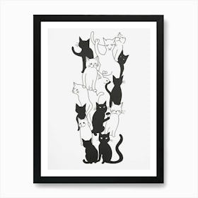 Stack Of Cat Line Drawing 4 Art Print