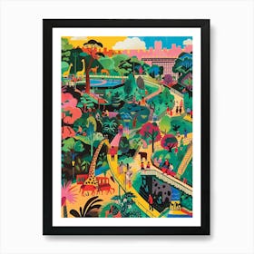 The Bronx Zoo New York Colourful Silkscreen Illustration 3 Art Print